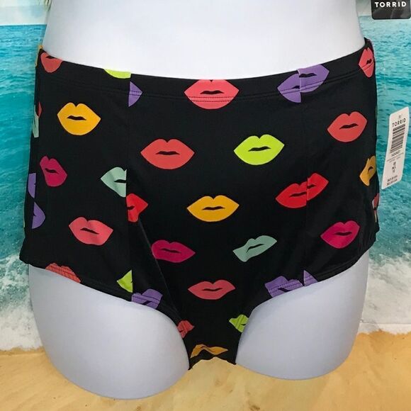 torrid Other - Torrid Lips Pattern High-Rise Strappy Back Swim Bottom 3X